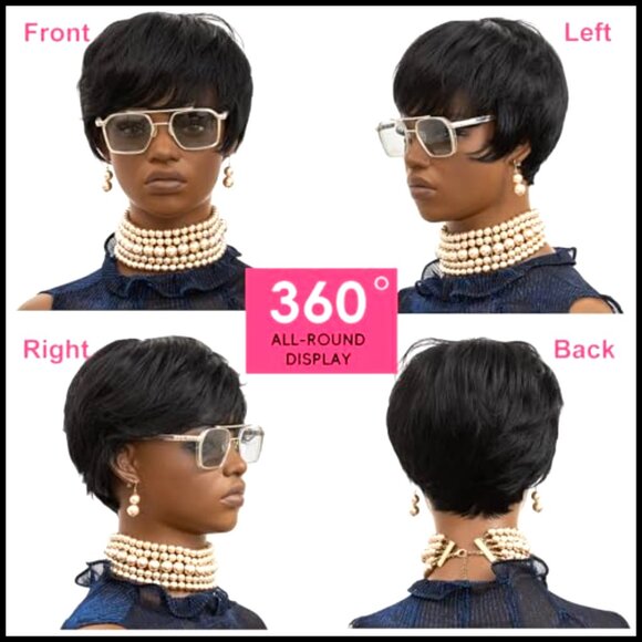 Pixie Cut Wig Glueless Human Hair Layered Short Style With Bangs main image 4